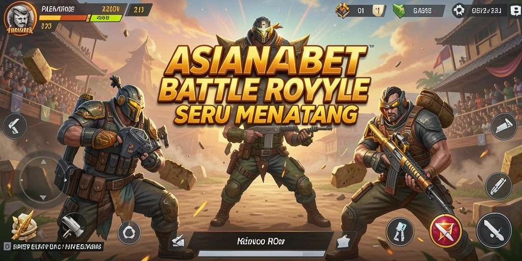 Tangkapan layar utama ASIANABET menampilkan pertarungan intens di arena Battle Royale.