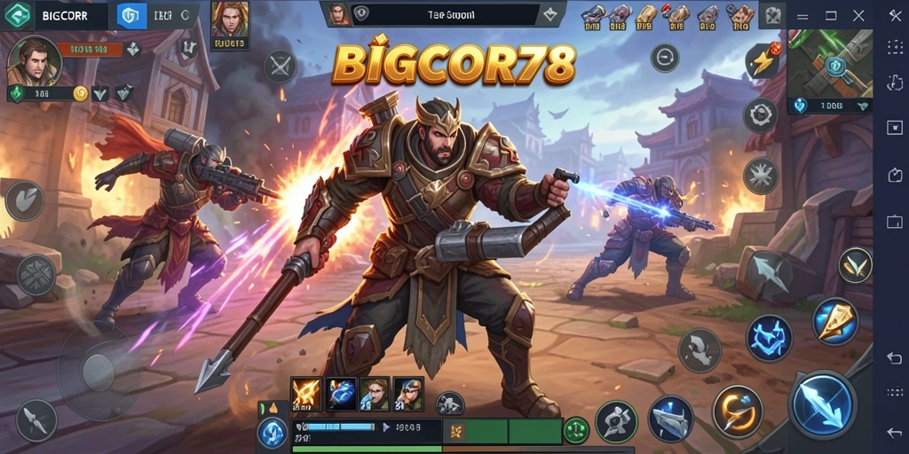 Tampilan gameplay dinamis BIGCOR78 dalam pertempuran strategi.