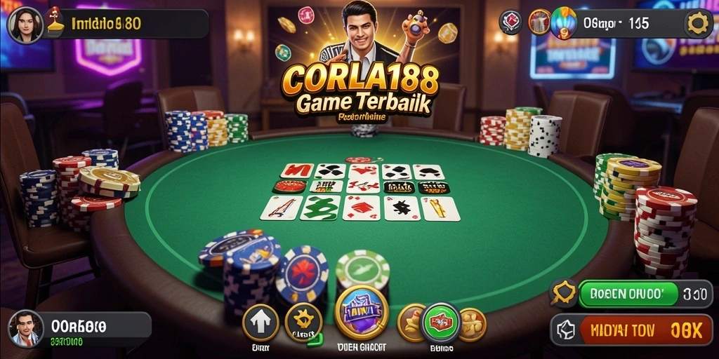 Screenshot gameplay CORLA188 menampilkan aksi Poker yang mendebarkan.