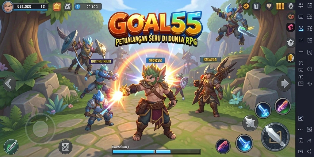 Tampilan gameplay seru dari GOAL55 di dunia RPG.