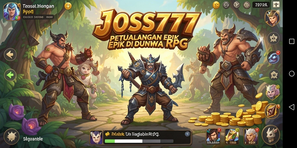 Screenshot gameplay JOSS777 menampilkan pertarungan epik di dunia RPG.
