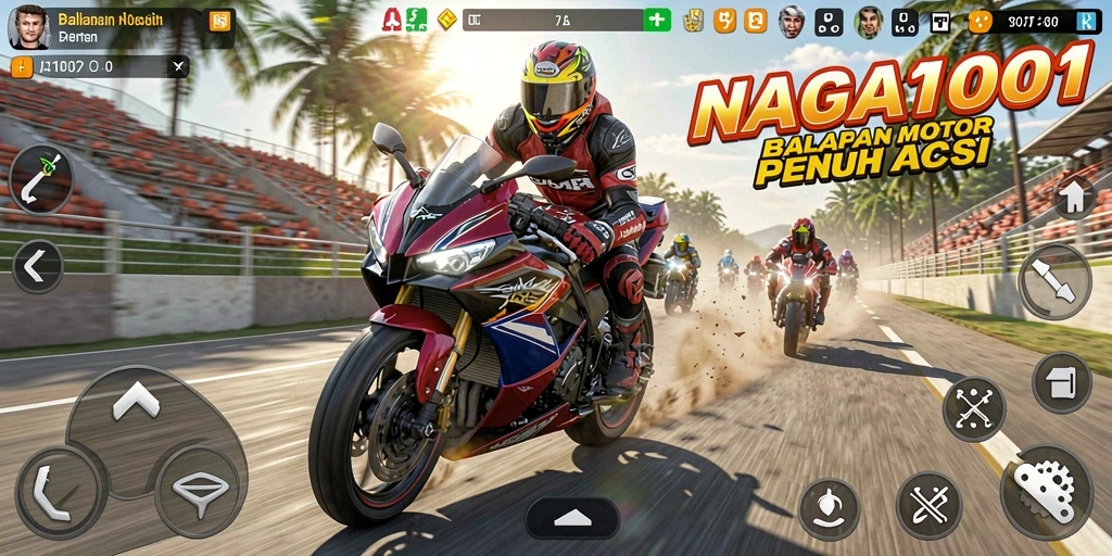 Screenshot NAGA1001 menampilkan aksi balapan motor yang mendebarkan dan penuh adrenalin.