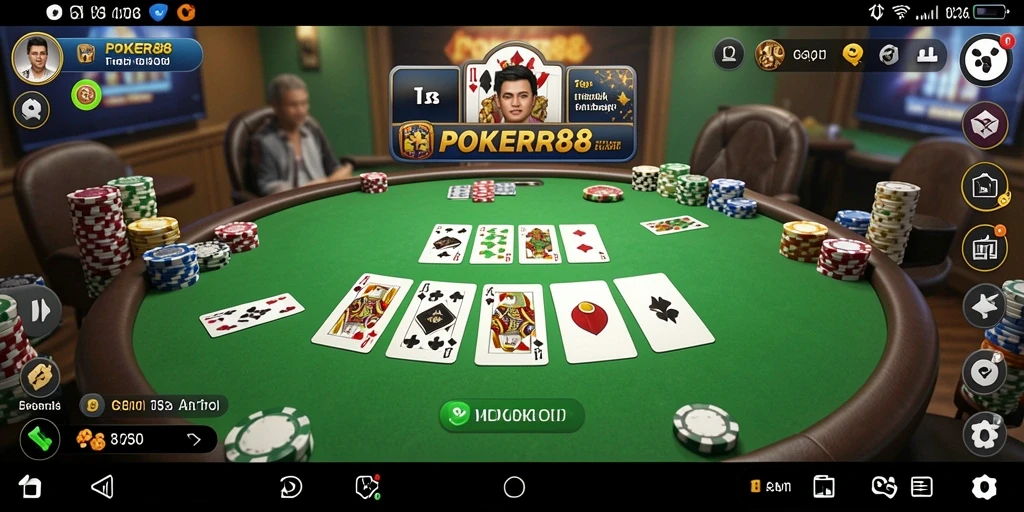 Tampilan gameplay Gaple yang seru dan interaktif di POKER88.