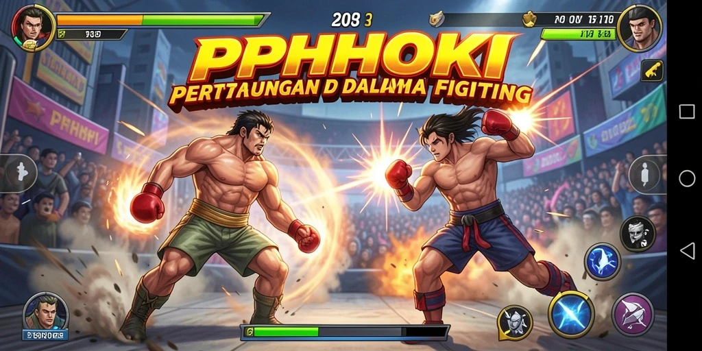 Gameplay PPHOKI menampilkan pertarungan seru antara karakter-karakter kuat.