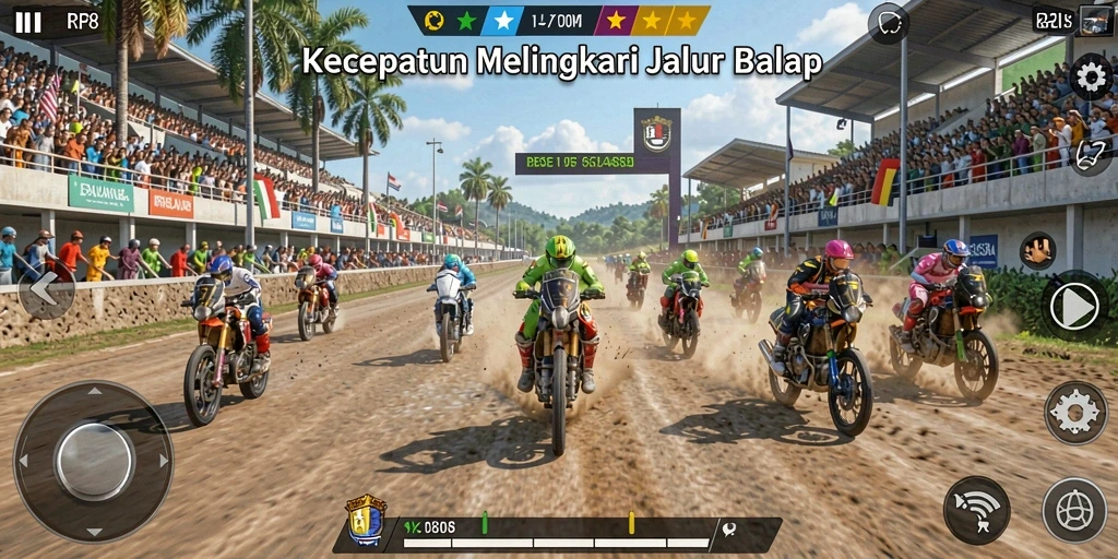 Gameplay balap intens dalam RP8 yang penuh aksi.