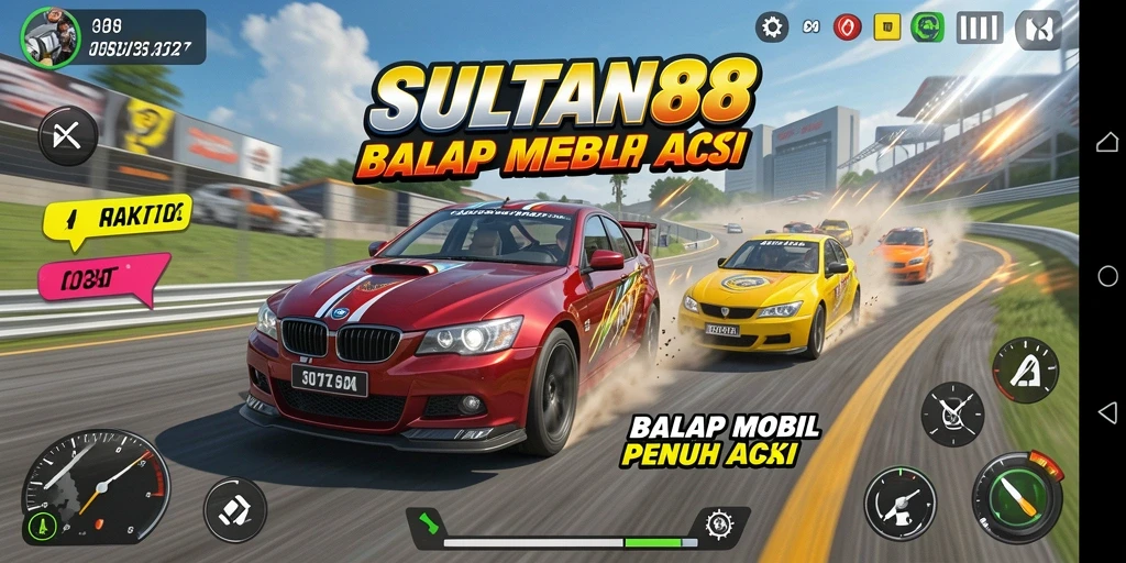 Tampilan aksi balap seru dalam SULTAN88.