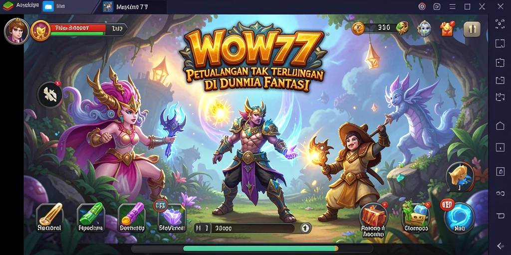Tampilan dari gameplay seru WOW77 dengan karakter petualang.